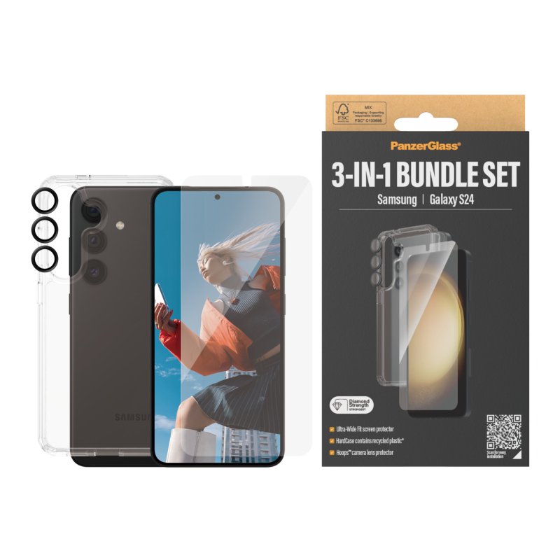 PanzerGlass 3-in-1 Pack Samsung Galaxy S24 | Ultra-Wide Fit w. EasyAligner Protection d'écran transparent 1 pièce(s)