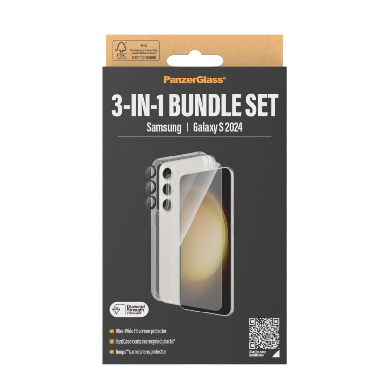 PanzerGlass 3-in-1 Pack Samsung Galaxy S24 | Ultra-Wide Fit w. EasyAligner Protection d'écran transparent 1 pièce(s)