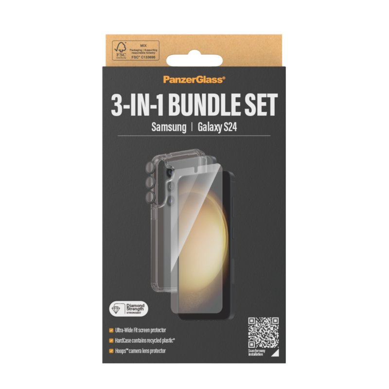 PanzerGlass 3-in-1 Pack Samsung Galaxy S24 | Ultra-Wide Fit w. EasyAligner