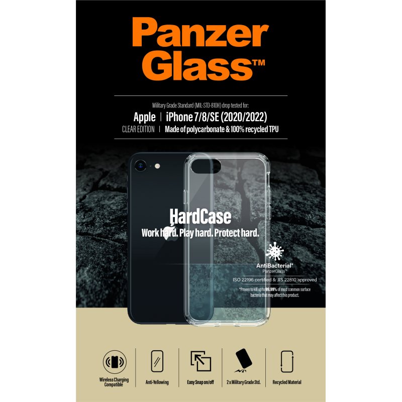 PanzerGlass HardCase iPhone SE (2020/2022) | 7 | 8 coque de protection pour téléphones portables Housse Transparent
