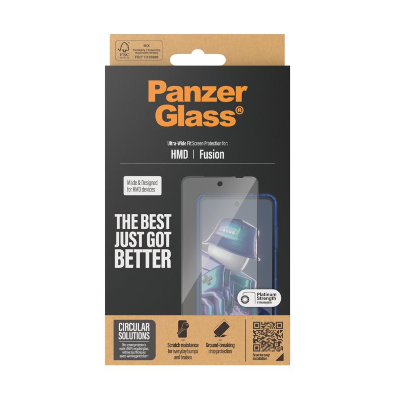PanzerGlass Screen Protector w. Black Frame HMD Fusion | Ultra-Wide Fit