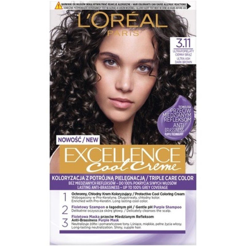 L'Oreal Paris Excellence Cool Cream Hair Color 3.11 Dark Ultra Ashy Brown
