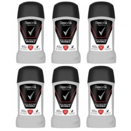 Rexona Active Protection Invisible Anti-Perspirant Deodorant Solid Stick for Men - Pack of 6
