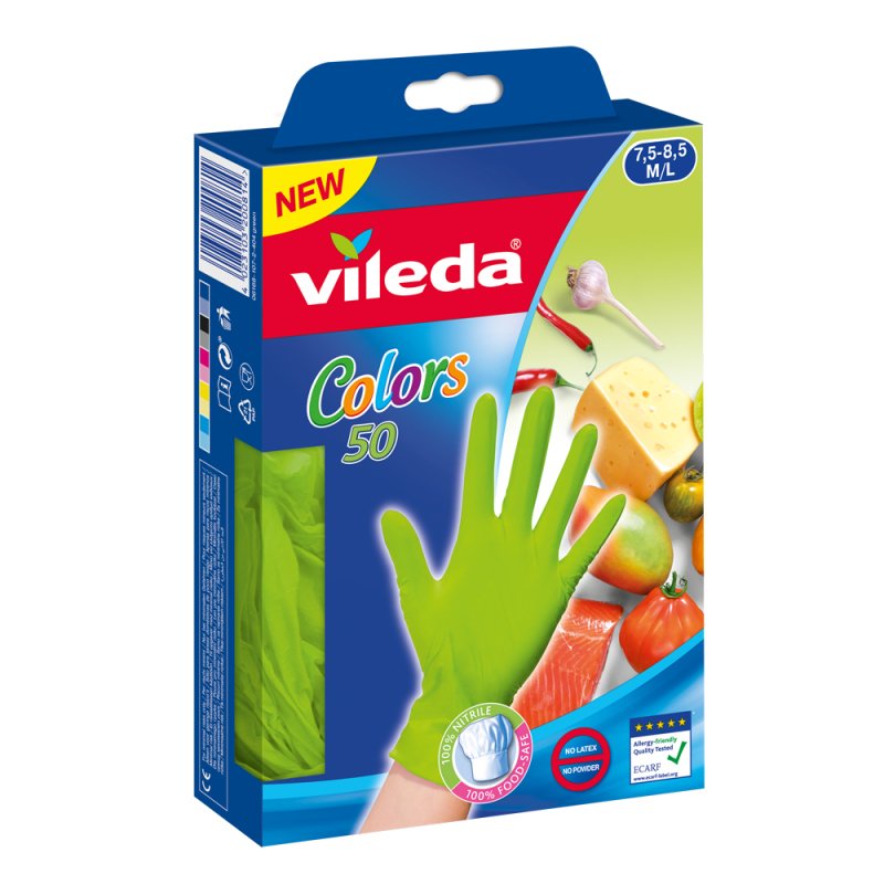 Vileda Colors 50 Disposable gloves Multicolour Nitril 50 pc(s)