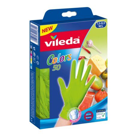 Vileda Colors 50 Gants jetables Multicolore Nitrile 50 pièce(s)
