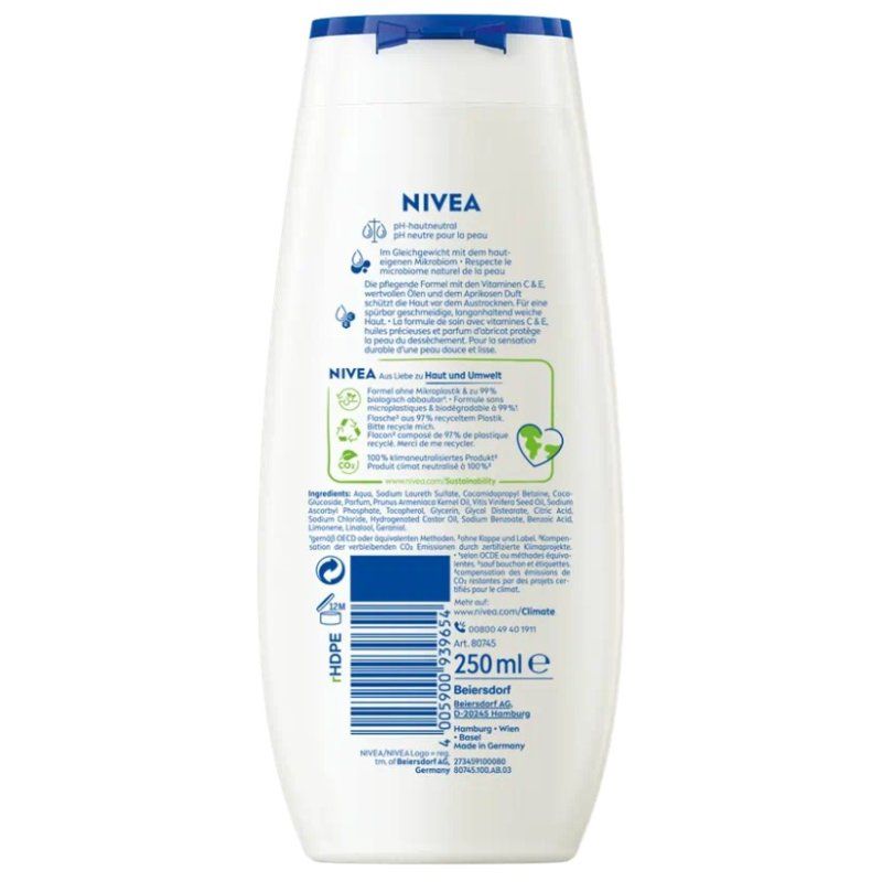 NIVEA Apricot & Apricot Seed Oil 250 ml Gel douche Corps