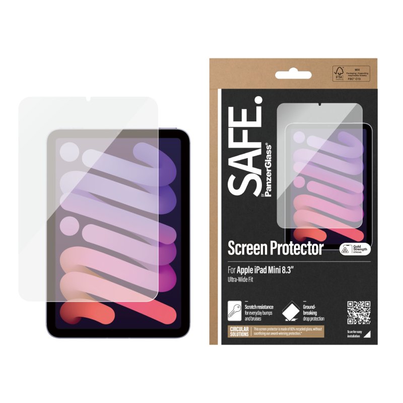 PanzerGlass SAFE. by Screen Protector iPad Mini 8.3'' (2021, 2024) | Ultra-Wide Fit Protection d'écran transparent
