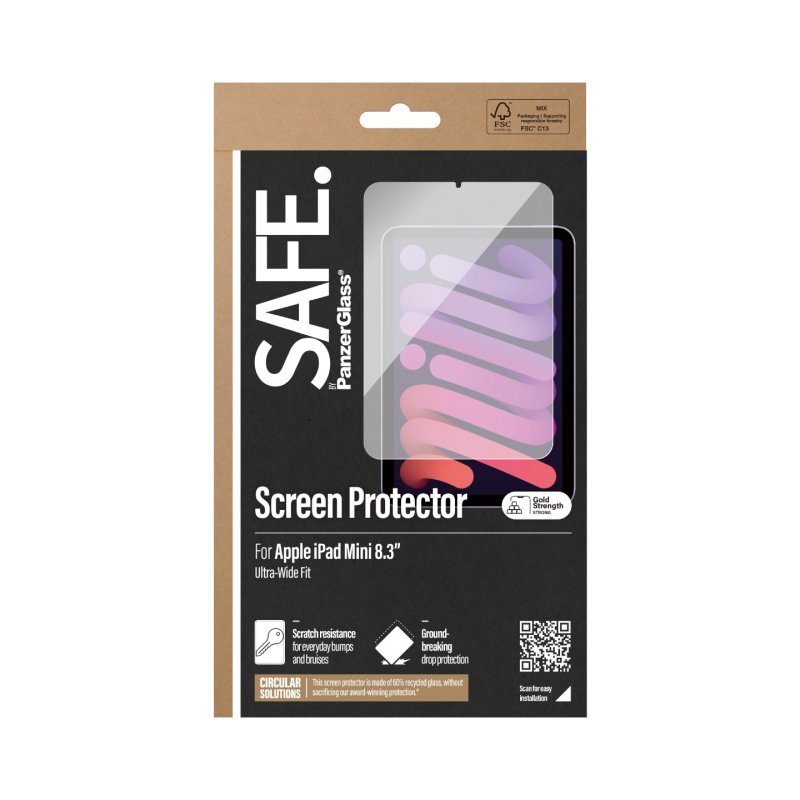 PanzerGlass SAFE. by Screen Protector iPad Mini 8.3'' (2021, 2024) | Ultra-Wide Fit