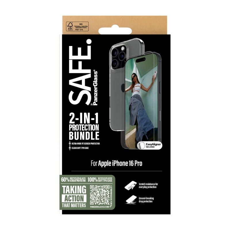 PanzerGlass SAFE. by 2-in-1 Protection Bundle iPhone 16 Pro