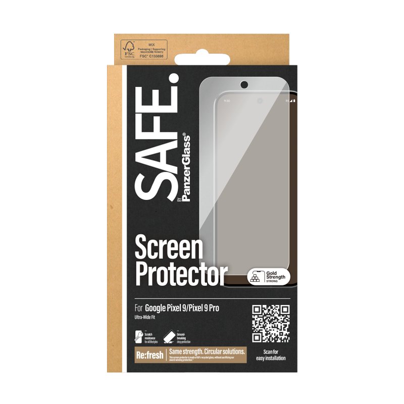 PanzerGlass SAFE. by Screen Protector Google Pixel 9 | 9 Pro | Ultra-Wide Fit