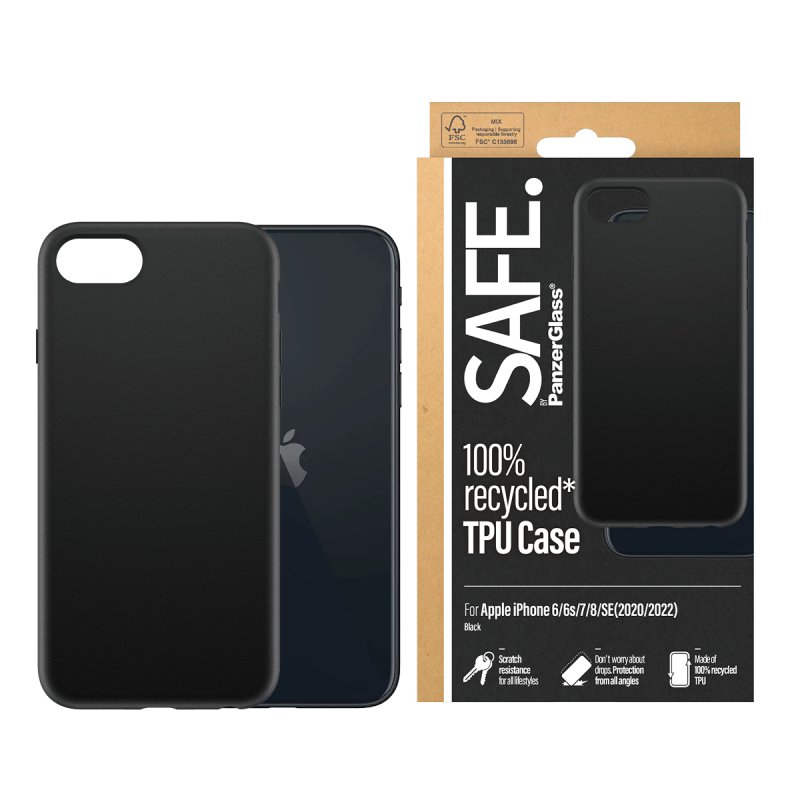 PanzerGlass SAFE. by TPU Case iPhone 8 | 7 | 6s | 6 | SE (2020-2022) | Black coque de protection pour téléphones