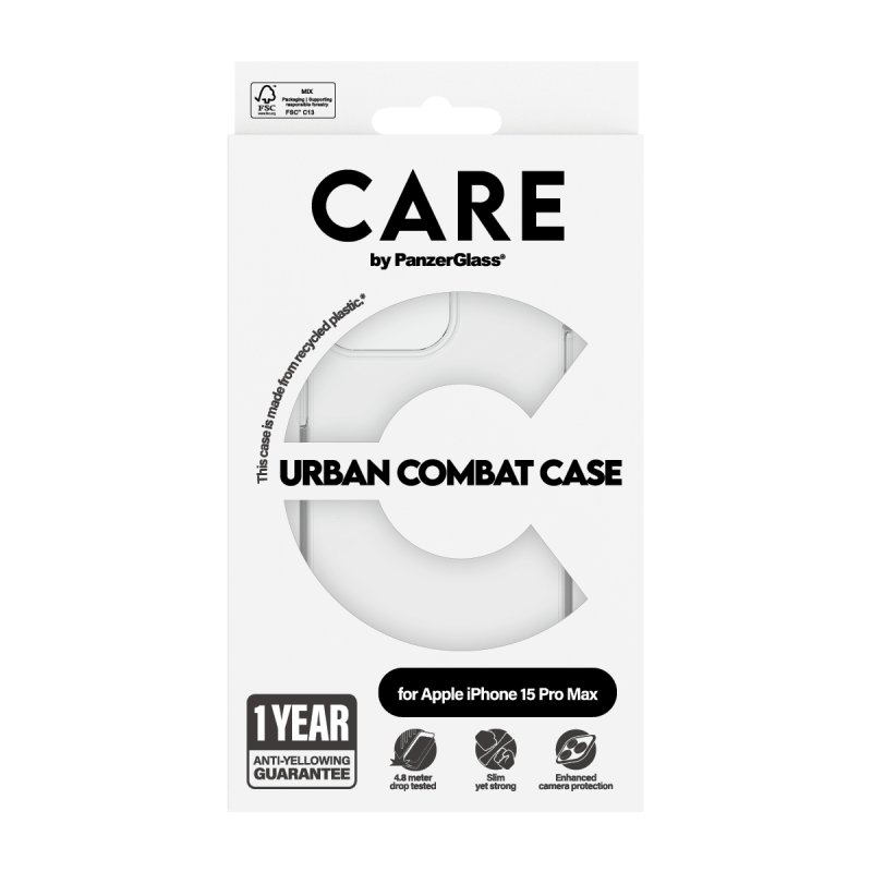 PanzerGlass CARE by Flagship Case Transparent Urban Combat w. Clear Frame iPhone 15 Pro Max coque de protection pour