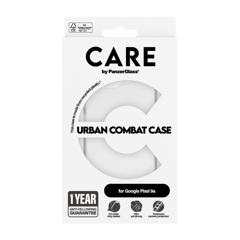 PanzerGlass CARE by Flagship Case Transparent Urban Combat w. Clear Frame Google Pixel 9a coque de protection pour