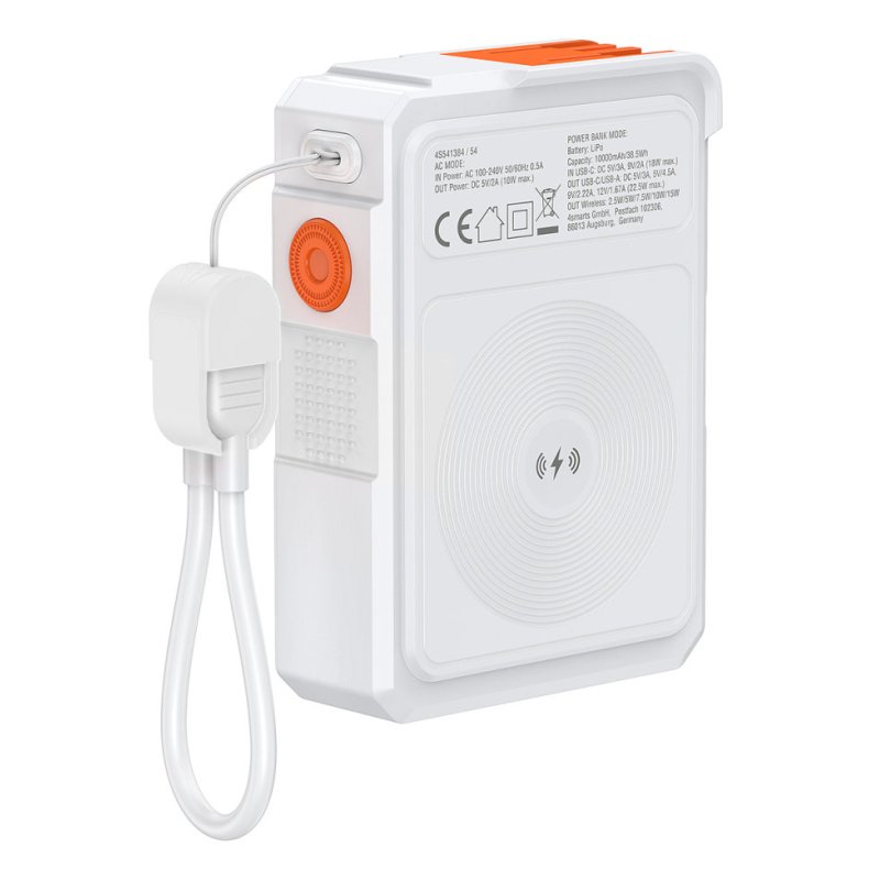 4smarts 541384 power bank Lithium Polymer (LiPo) 10000 mAh Wireless charging Orange, White
