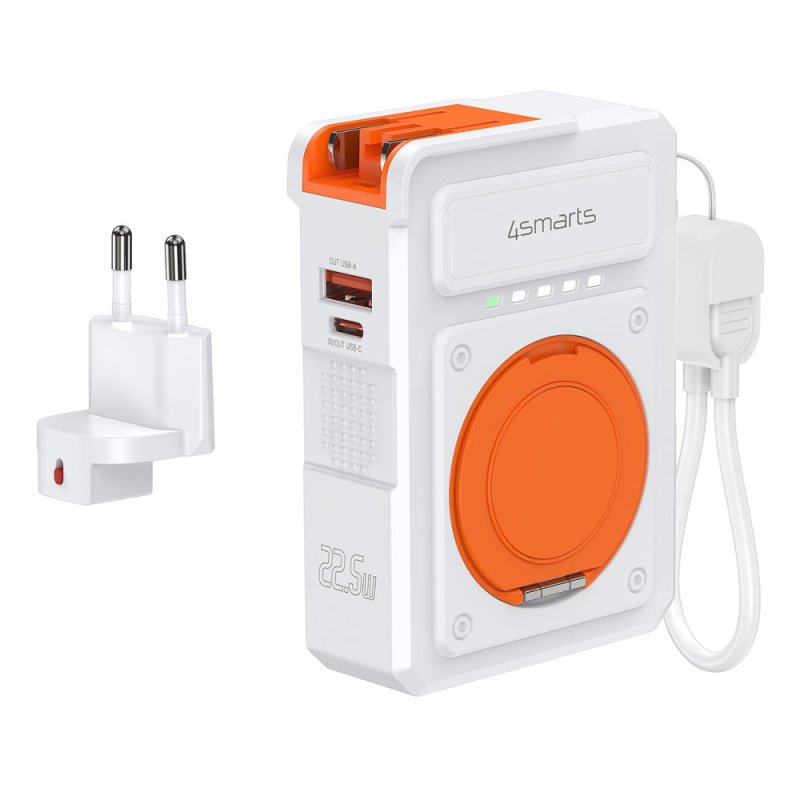 4smarts 541384 banque d'alimentation électrique Lithium Polymère (LiPo) 10000 mAh Recharge sans fil Orange, Blanc