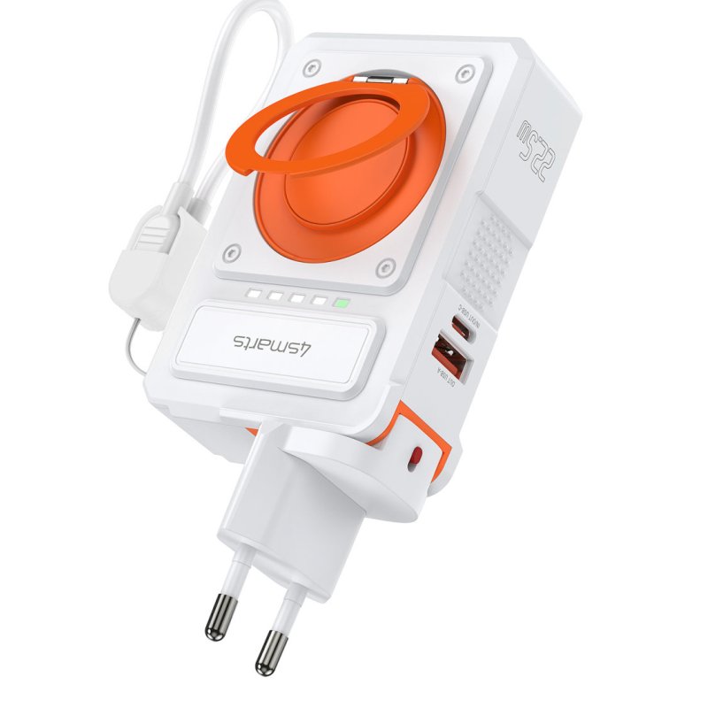 4smarts 541384 banque d'alimentation électrique Lithium Polymère (LiPo) 10000 mAh Recharge sans fil Orange, Blanc