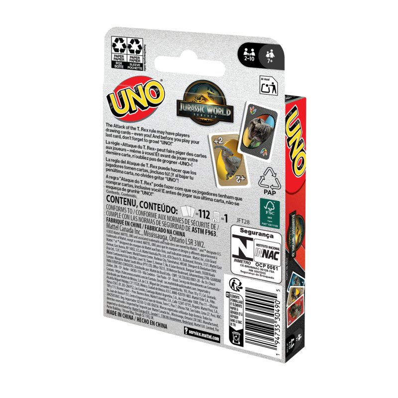 Jurassic World : Renaissance UNO jeux de cartes