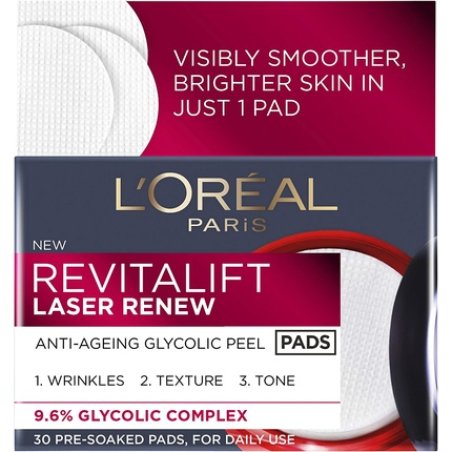 L'Oreal Paris Revitalift Laser Renew Anti-Ageing Glycolic Acid Peel Pads 30