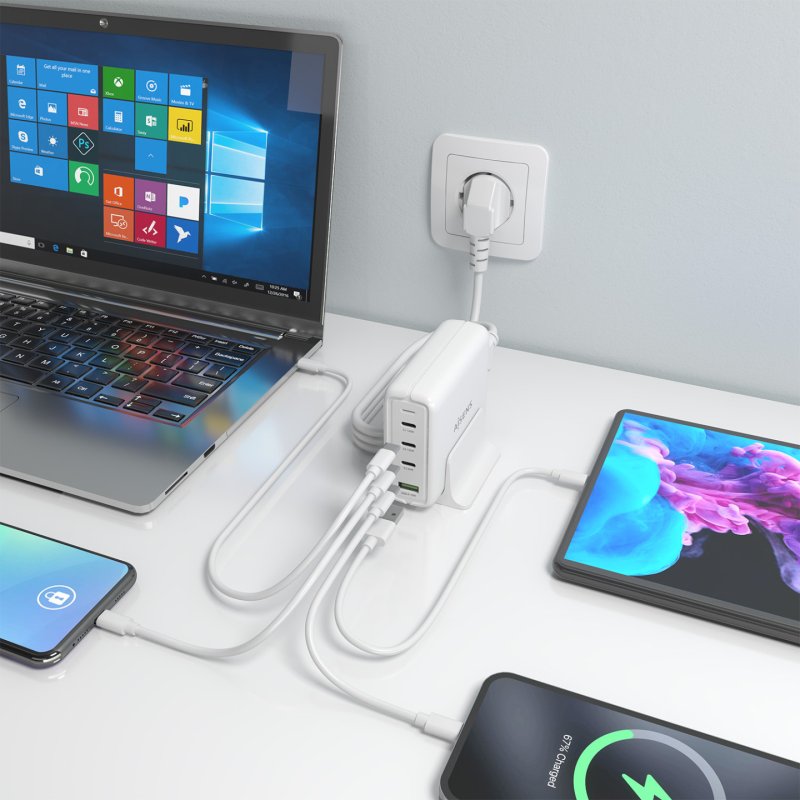 CARGADOR GAN AISENS SOBREMESA 140W 3XUSB-C PD3.1 QC4.0 QC5.0 USB-A QC3.0