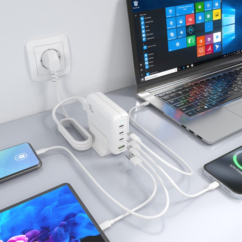 CARGADOR GAN AISENS SOBREMESA 140W 3XUSB-C PD3.1 QC4.0 QC5.0 USB-A QC3.0