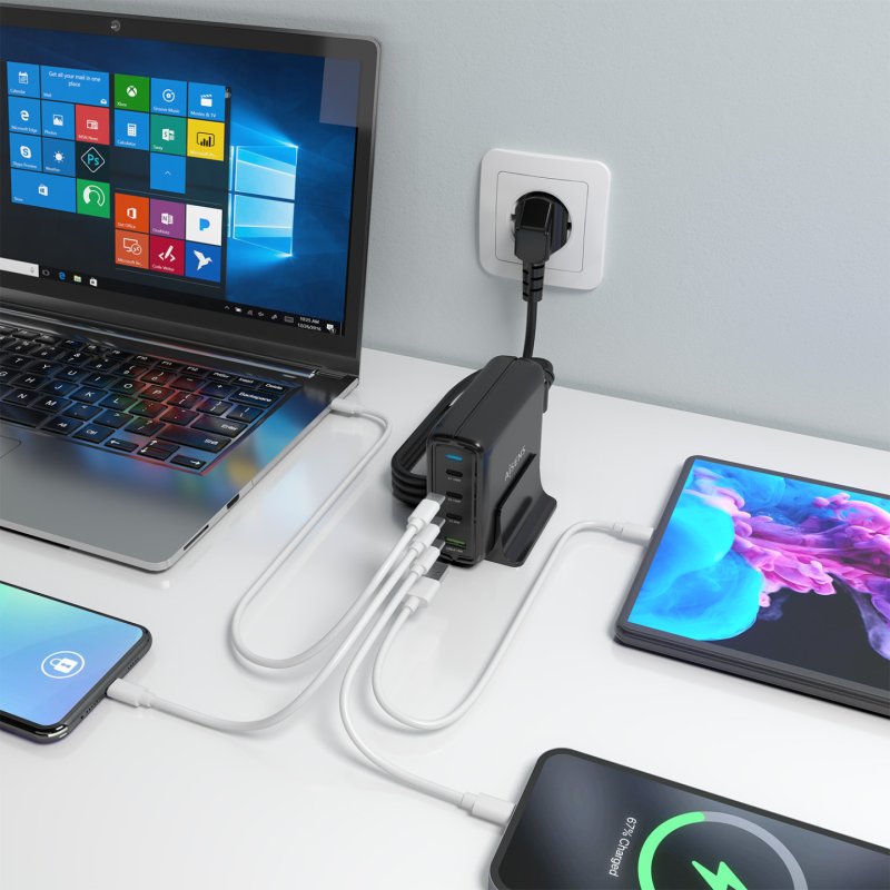 CARGADOR GAN AISENS SOBREMESA 140W 3XUSB-C PD3.1 QC4.0 QC5.0 USB-A QC3.0