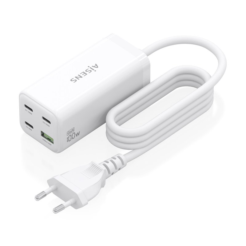 AISENS ASCH-100W4P053-W mobile device charger Universal White AC Fast charging Indoor
