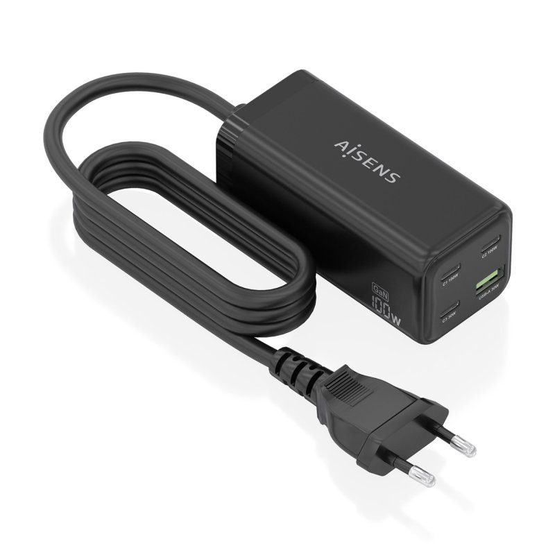 CARGADOR GAN AISENS SOBREMESA 100W 3XUSB-C PD3.0 QC4.0 QC5.0 USB-A QC3.0