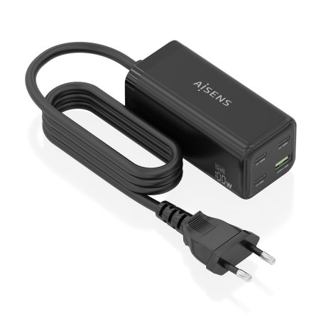 AISENS ASCH-100W4P054-BK mobile device charger Universal Black AC Fast charging Indoor