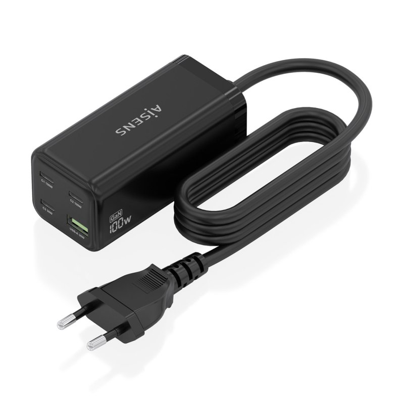 CARGADOR GAN AISENS SOBREMESA 100W 3XUSB-C PD3.0 QC4.0 QC5.0 USB-A QC3.0