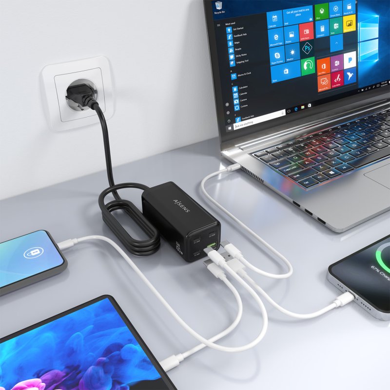 AISENS ASCH-100W4P054-BK chargeur d'appareils mobiles Universel Noir Secteur Charge rapide Intérieure