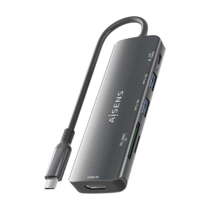 USB-C DOCK AISENS 6 EN 1 USB-C A HDMI 2XUSB-A USB-C PD 100W SD MICRO SD