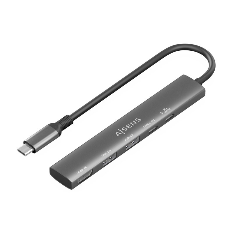 AISENS ASUC-5P022-GR station d'accueil Avec fil USB 3.2 Gen 1 (3.1 Gen 1) Type-C Gris