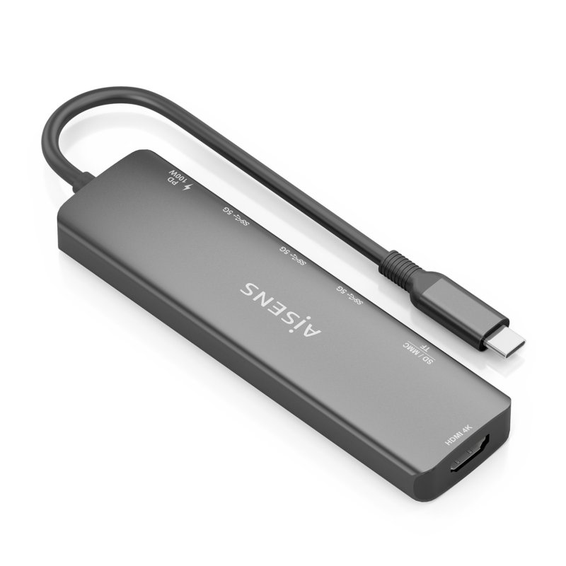 USB-C DOCK AISENS 7 EN 1 USB-C A HDMI 3XUSB-A USB-C PD 100W SD MICRO SD