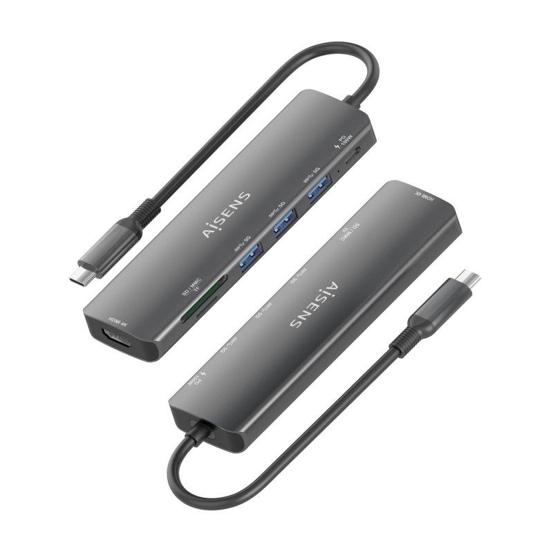 USB-C DOCK AISENS 7 EN 1 USB-C A HDMI 3XUSB-A USB-C PD 100W SD MICRO SD