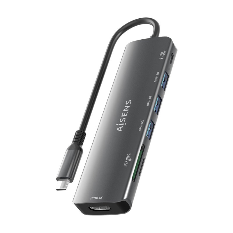 USB-C DOCK AISENS 7 EN 1 USB-C A HDMI 3XUSB-A USB-C PD 100W SD MICRO SD