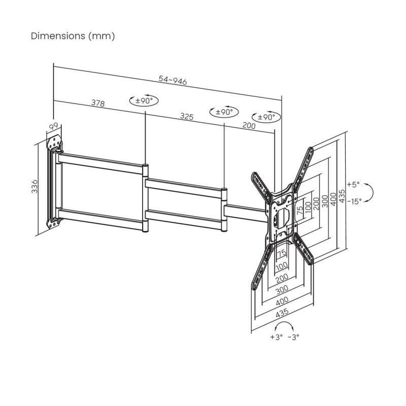AISENS WT65TSLE-385 support pour téléviseur 165,1 cm (65") Noir