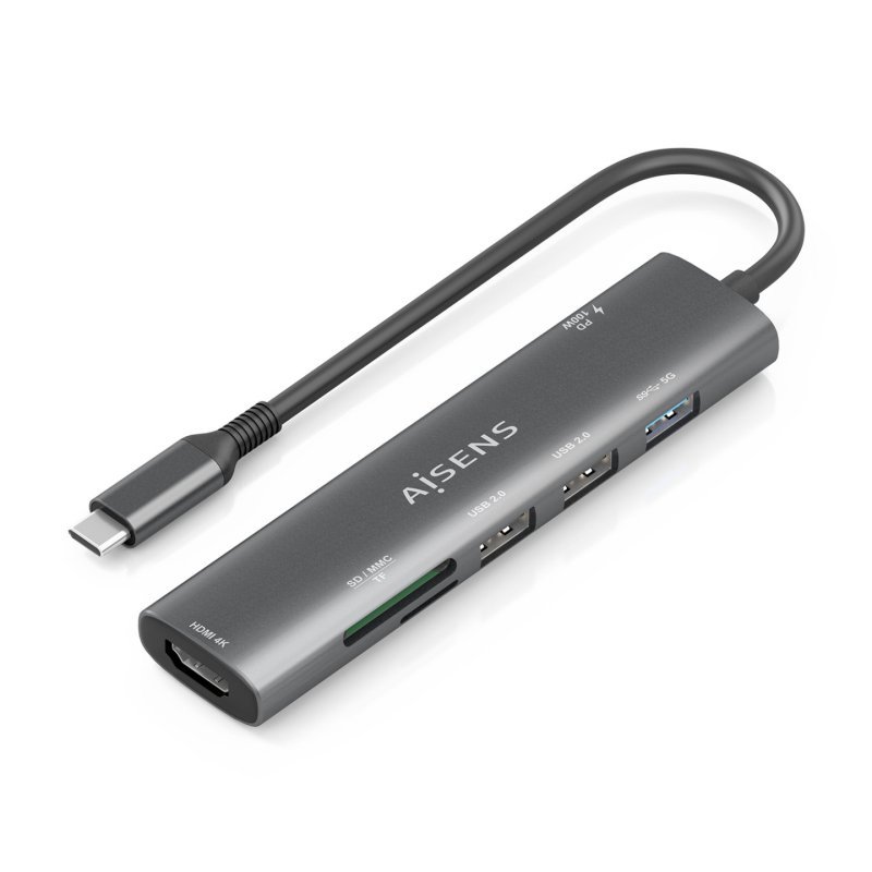 AISENS ASUC-7P027-GR station d'accueil Avec fil USB 3.2 Gen 1 (3.1 Gen 1) Type-C Gris
