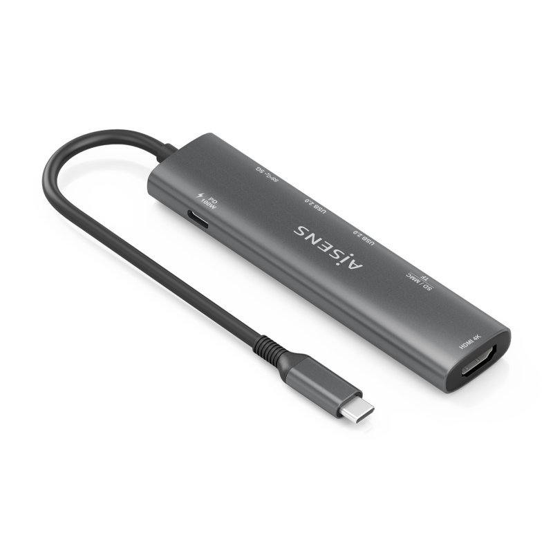 USB-C DOCK AISENS 7 EN 1 USB-C A HDMI 2XUSB-A USB-A PD 100W SD MICRO SD
