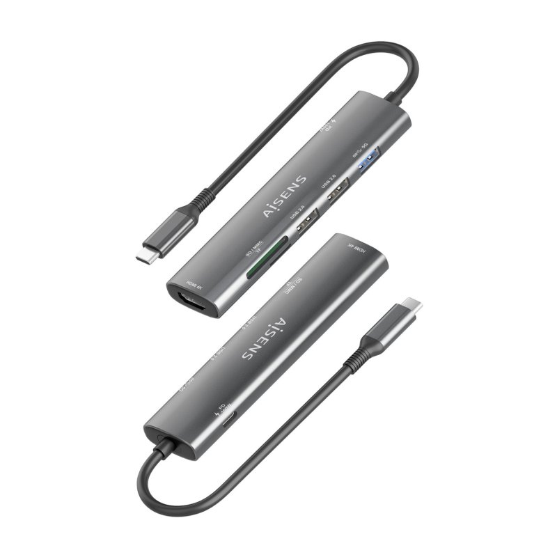 USB-C DOCK AISENS 7 EN 1 USB-C A HDMI 2XUSB-A USB-A PD 100W SD MICRO SD