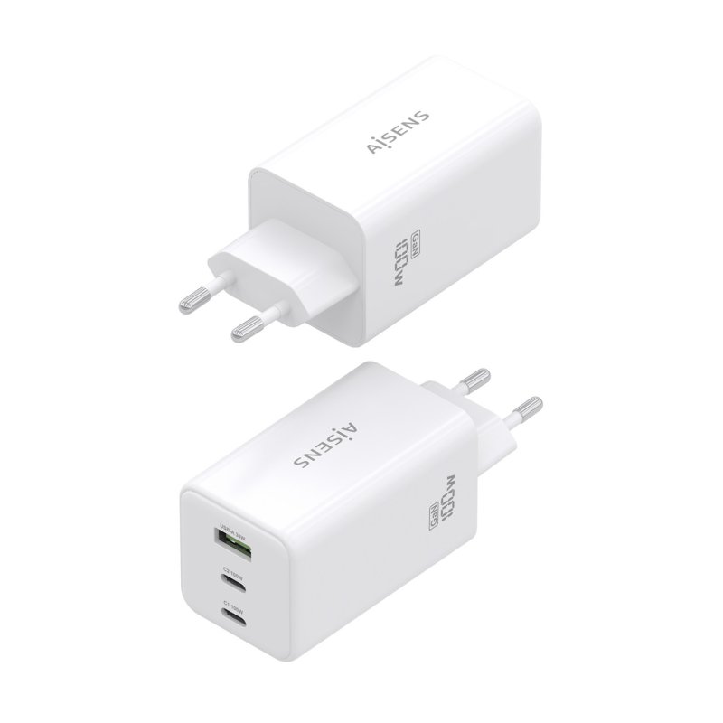CARGADOR GAN AISENS 100W 2XUSB-C PD3.0 QC4.0 QC5.0 1XUSB-A QC3.0