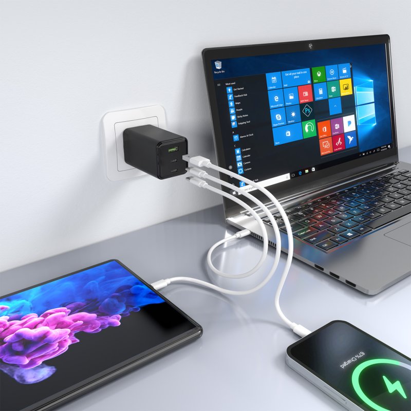 CARGADOR GAN AISENS 100W 2XUSB-C PD3.0 QC4.0 QC5.0 1XUSB-A QC3.0