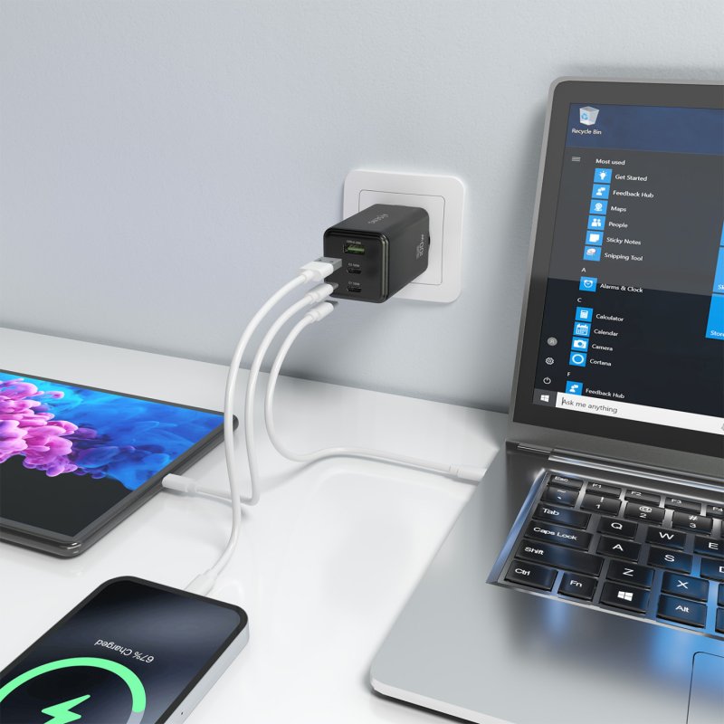 AISENS ASCH-100W3P052-BK mobile device charger Universal Black AC Fast charging Indoor