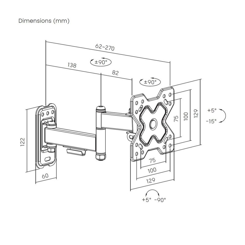 SOPORTE AISENS ECO GIRATORIO INCLINABLE NIVELABLE MONITOR/TV 20KG 13-32