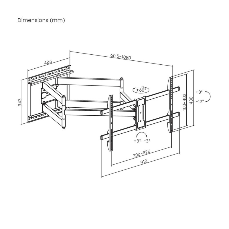 AISENS WT90TSLE-387 support pour téléviseur 2,29 m (90") Noir