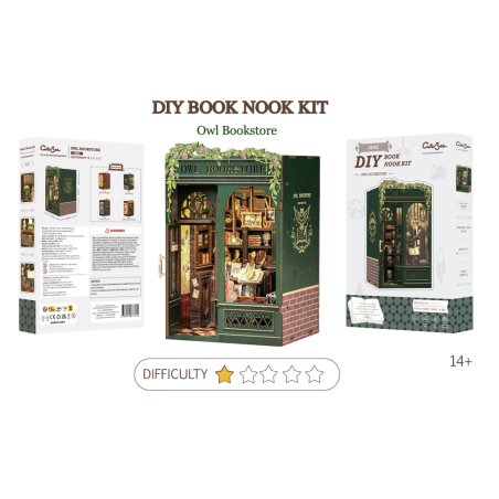 BOOK NOOK KIT - DIY - Librairie du Hibou - 139pc Eclairage LED