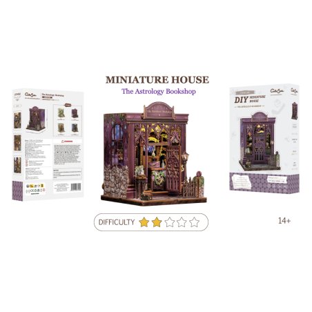 MINIATURE HOUSE - DIY - Librairie Astrologie - 155pc Eclairage LED