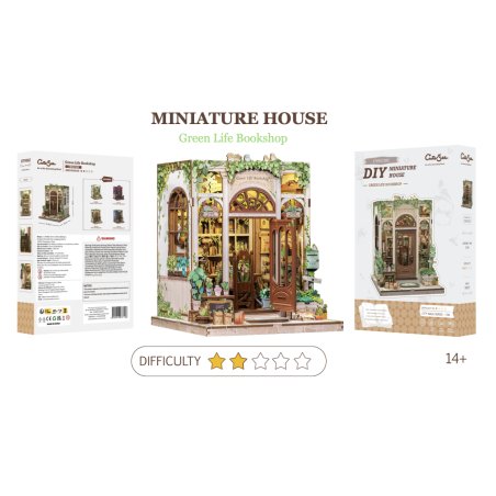 MINIATURE HOUSE - DIY - Librairie Vie Verte - 196pc Eclairage LED