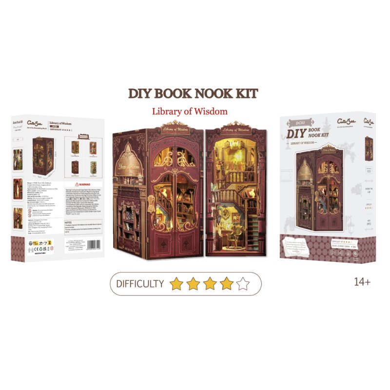 BOOK NOOK KIT - DIY - Librairie de la Sagesse - 281pc Eclairage LED