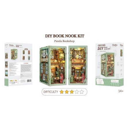 BOOK NOOK KIT - DIY - Librairie Panda - 244pc Eclairage LED