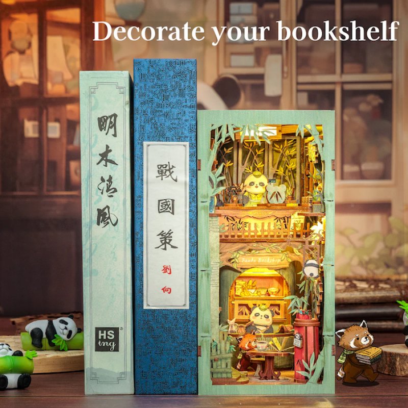 BOOK NOOK KIT - DIY - Librairie Panda - 244pc Eclairage LED